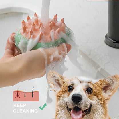 dog bath brush tool- 2-in-1 Grooming & Bathing Tool with Soft Silicone