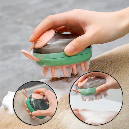 dog bath brush tool- 2-in-1 Grooming & Bathing Tool with Soft Silicone