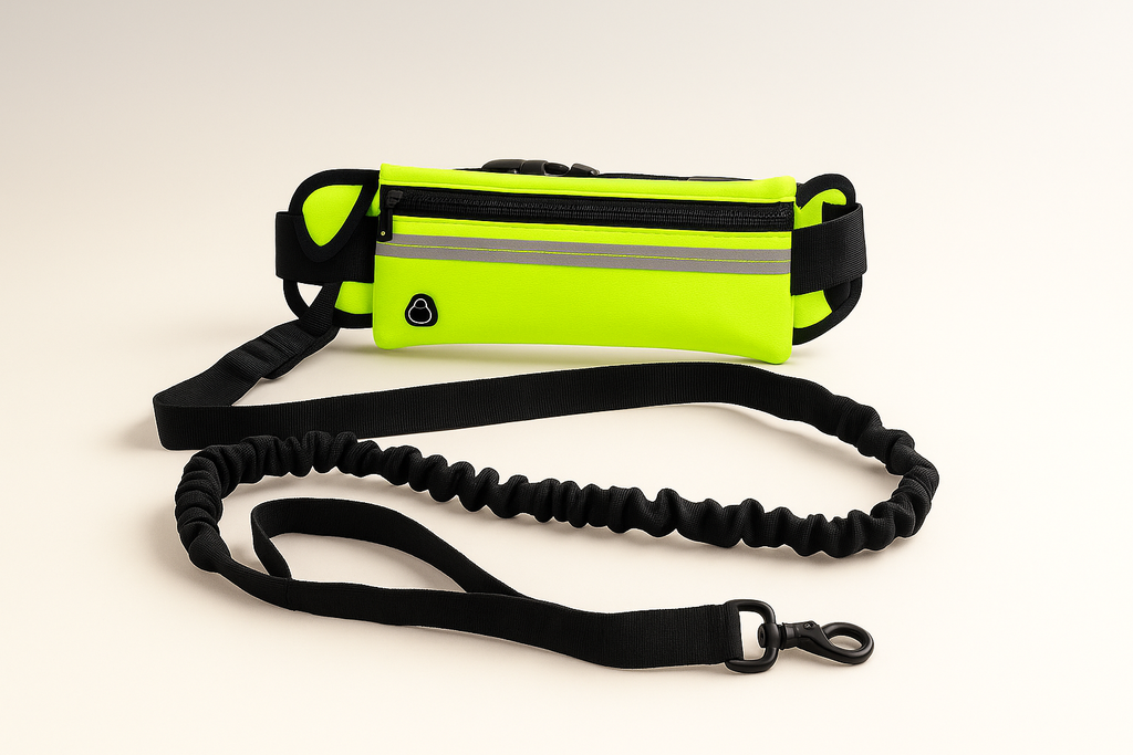 רצועת בנג'י אלסטית לכלב עם בולם זעזועים  למניעת משיכות פתאומיות בצבע צהוב זוהר