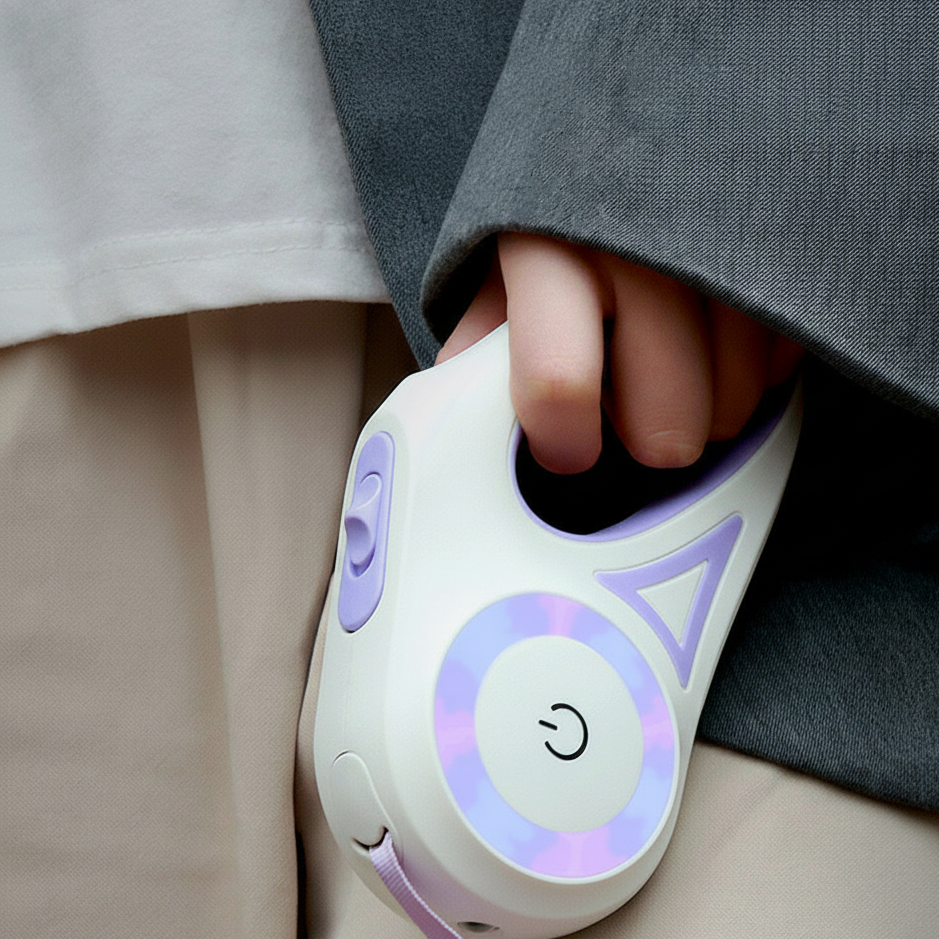 אחיזה נוחה בידית הארגונומית של הרצועה הנשלפת בזמן הליכה עם הכלב